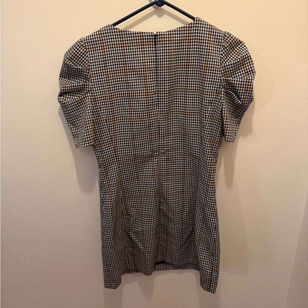 Amanda Uprichard Checkered Dress with Puff Sleeves - Picture 2 of 4